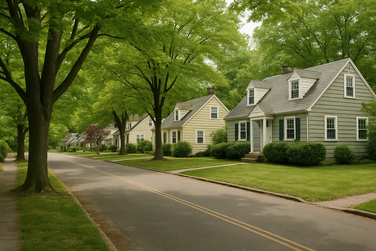 Postwar cape and ranch housing typical of Valley Cottage
