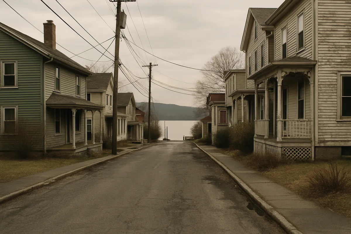 Low-lying riverfront village street typical of Piermont